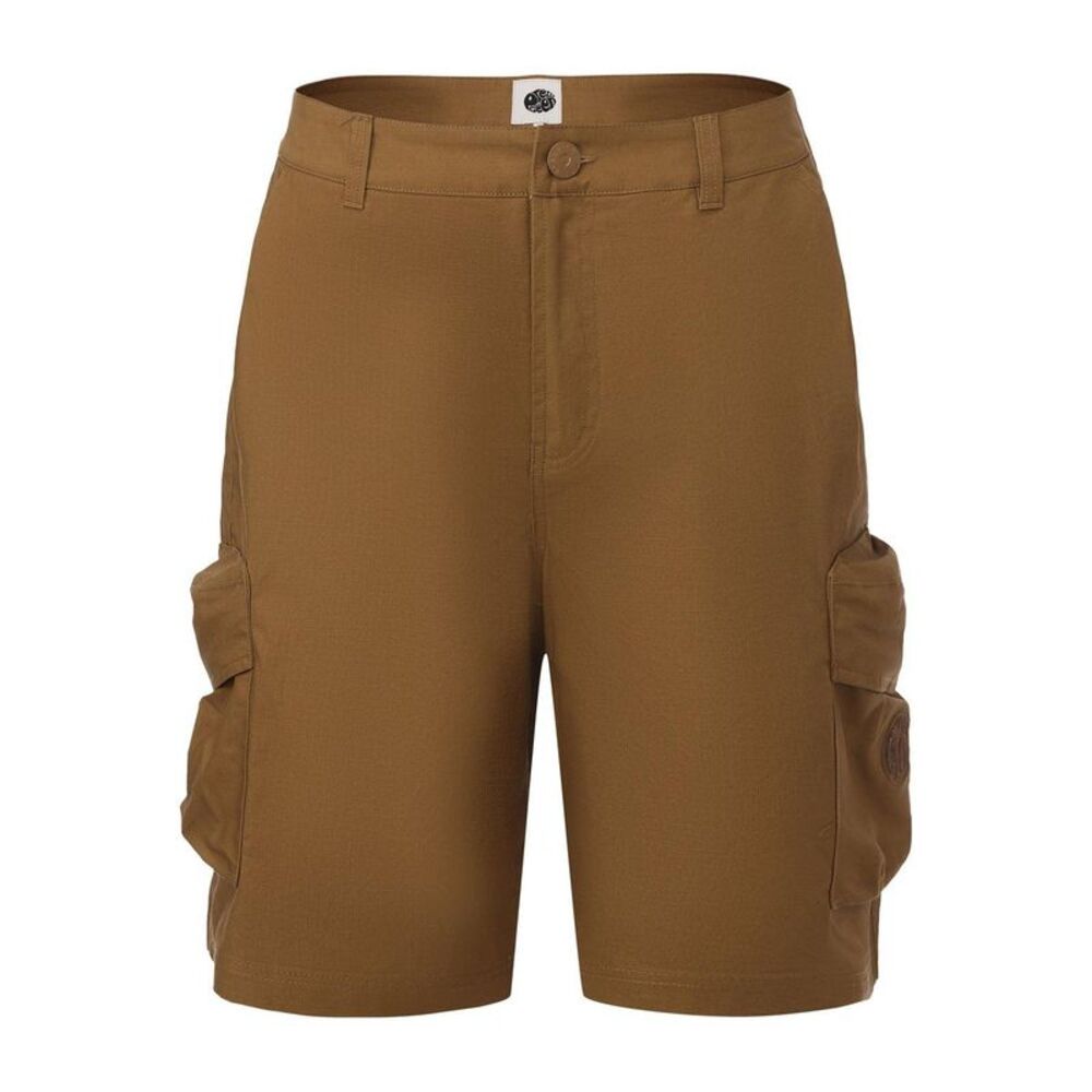 Pretty Green Mens Cotton Reinforced Tailored Casual Cargo Shorts / Brown